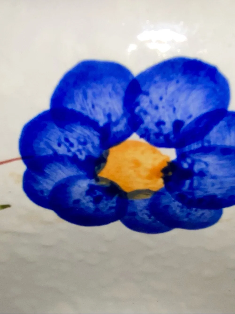 Vintage Furio Made in Italy Ceramic Floral Large 16”x13” Platter, White & Blue.